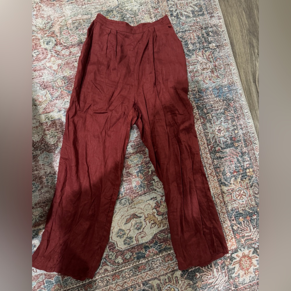 Maroon Linen Two Piece Set - Picture 2 of 5